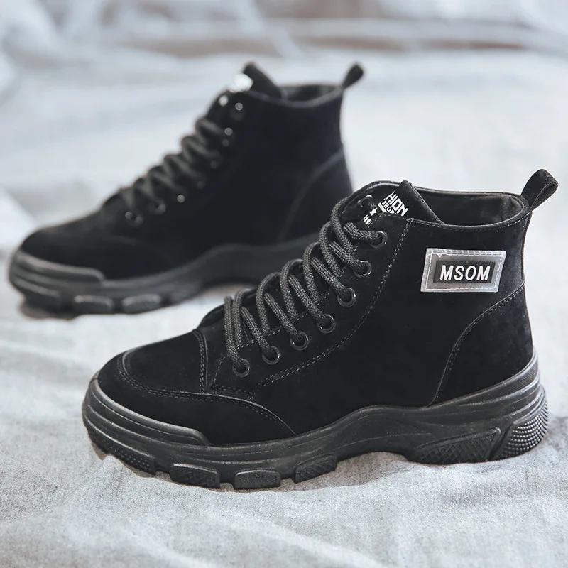 Зимние ботинки женские бархатные мартинсы кожаные повседневные короткие