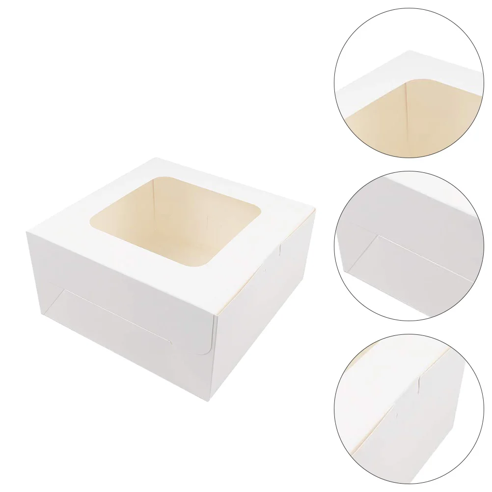 

5pcs Paper Bakery Boxes Dessert Packing Cases Paper Boxes with Window (White)