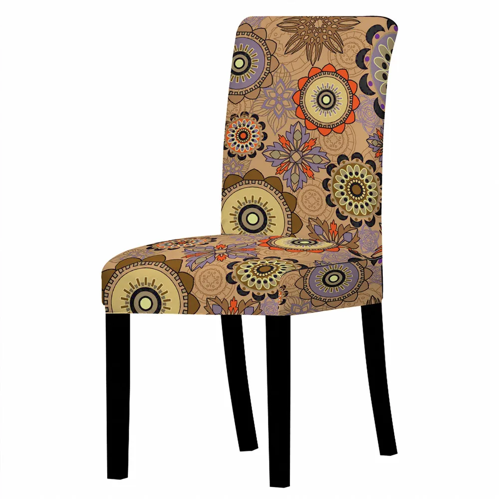 Чехол для стула в богемном стиле с цветочным принтом растягивающийся спандекс