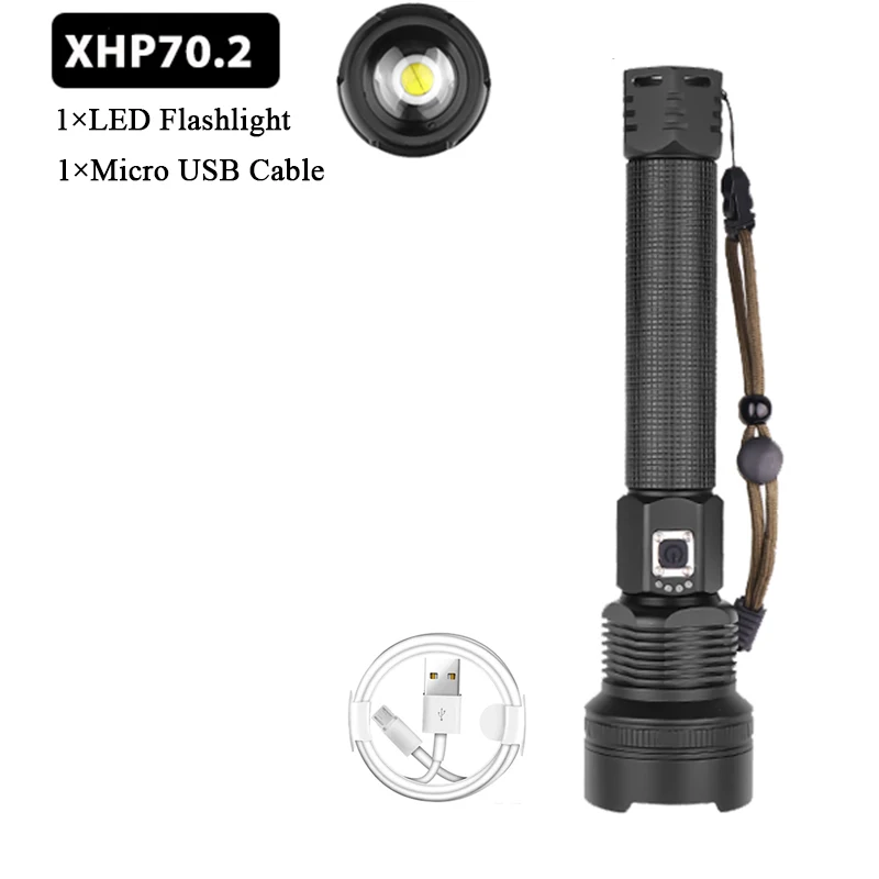 Package E 8000лм XHP90 самый мощный светодиодный светильник-вспышка XHP70.2 USB лампа перезаряжаемый Тактический светильник 18650& 26650 фонарь с зумом для кемпинга и охоты - Испускаемый цвет: Package E