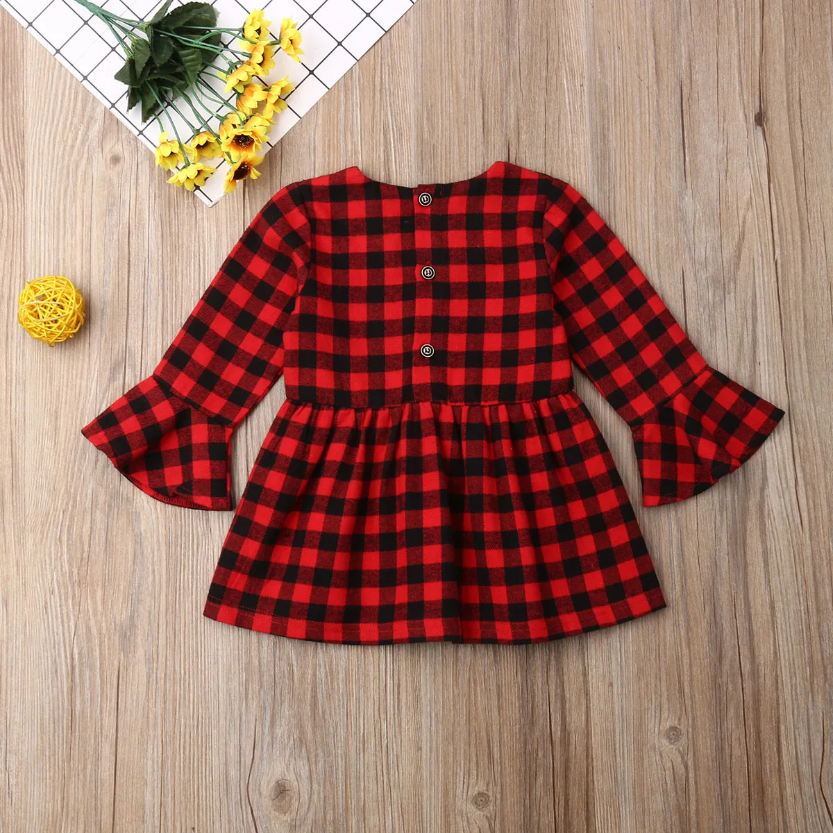 Детское платье рождественское клетчатое с длинным рукавом повседневная одежда