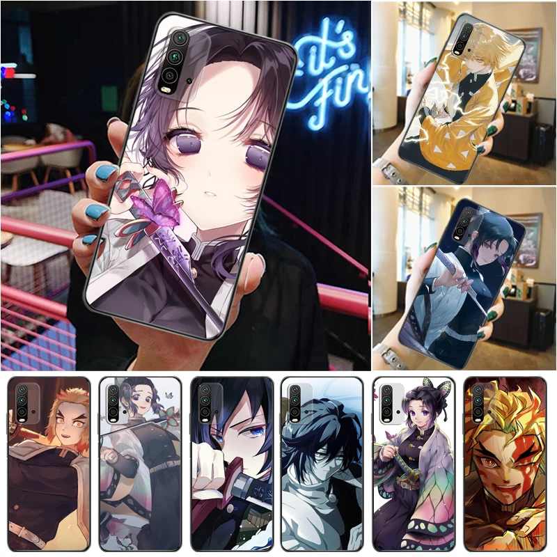 

Demon Slayer Kimetsu No Yaiba Agatsuma Zenitsu Kamado Tanjirou Kamado Nezuko Phone Case For Xiaomi Redmi 9 9T 9A Pro Cases