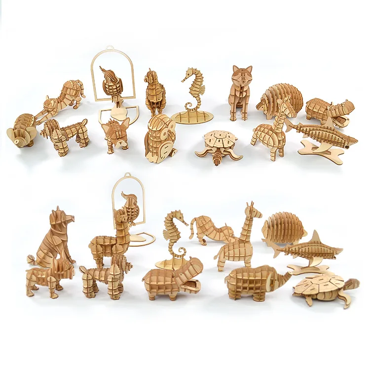 Лазерная резка птица Орел рыба кошка собака игрушки 3D деревянная головоломка
