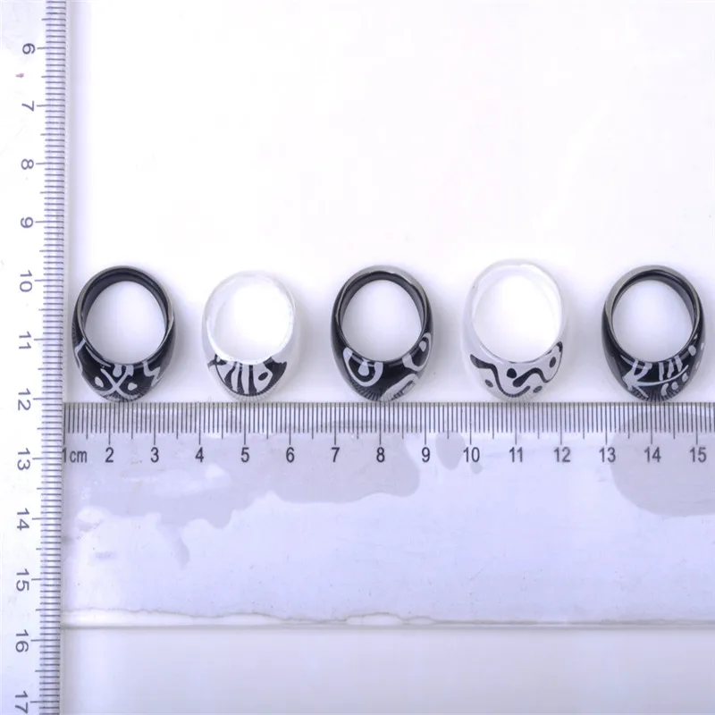 5 шт./лот оптовая продажа разные размеры белые и черные смоляные кольца модные