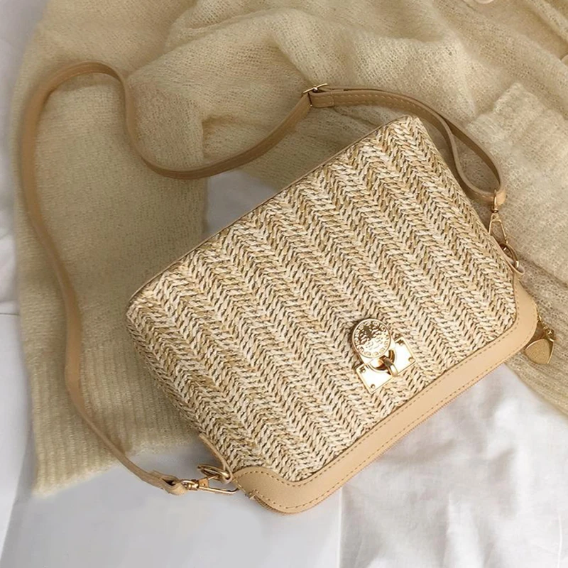 

Casual Shoulder Bags 2021 Women Summer Crossbody Bag Rattan Beach Lady Travel Purses Handbags