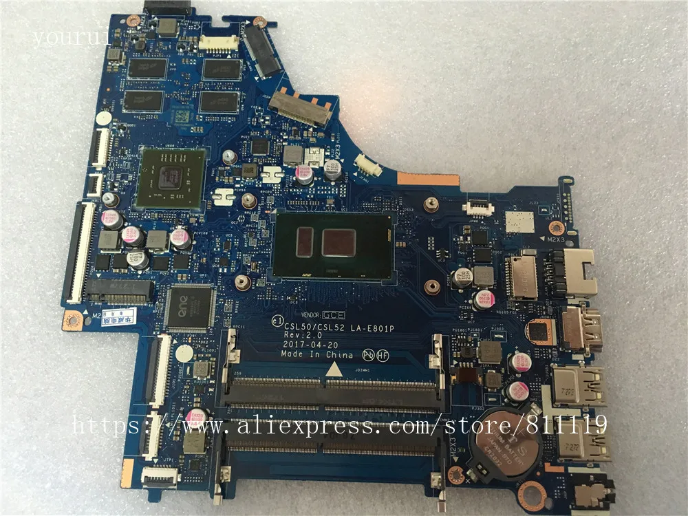 

Yourui для струйного принтера HP Pavilion 15-BS серии laptopmotherboard i5-7200u Процессор CSL50/CSL52 LA-E801P 100% тестирование