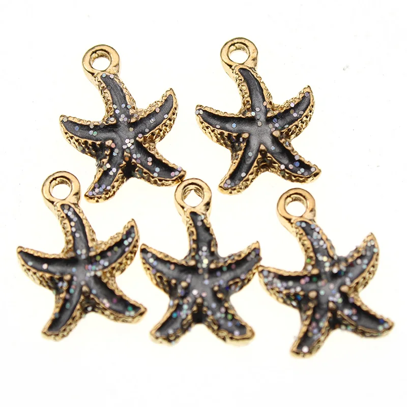 starfish gray 10 шт цветные морские капли масла океана Морская звезда раковина Раковины Морская Эмаль Подвески DIY браслет ожерелье серьги ювелирные изделия DIY ремесло - Окраска металла: starfish gray