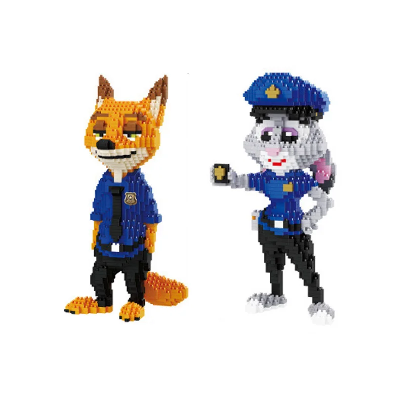 

Фигурки из мультфильмов Disney, полиция, зверополис, микро алмазные блоки, кролик Джуди Хоппс, конструктор Ник Уайльд, лиса, игрушки для детей
