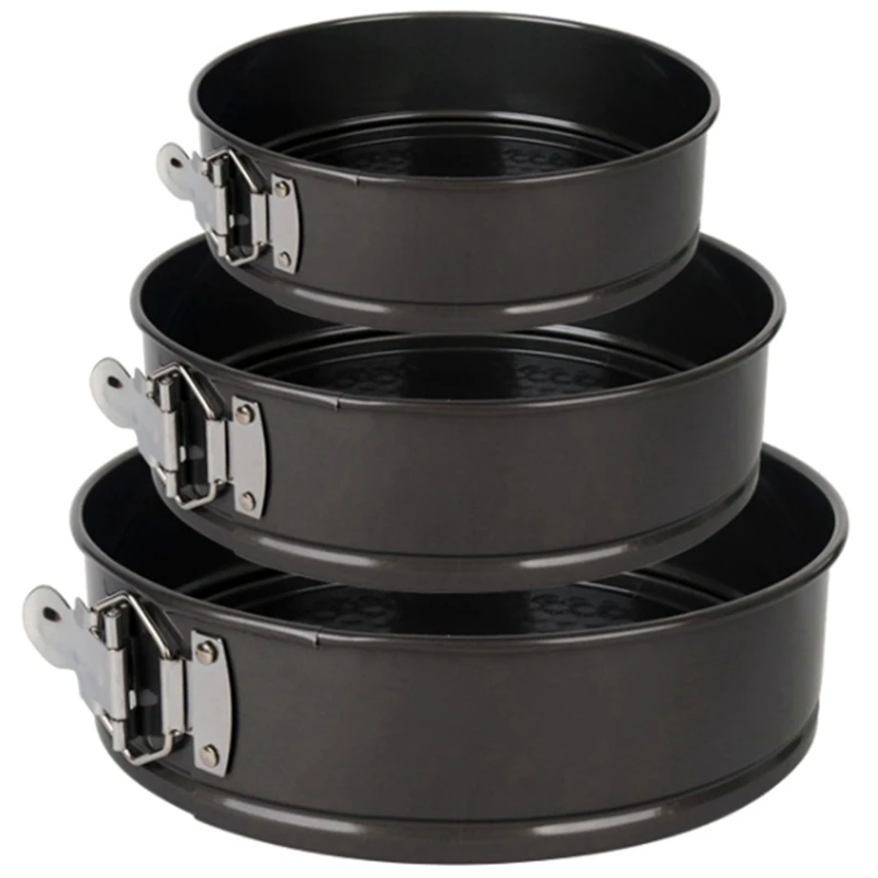 

Hot-3Pcs/Set Cake Pan for Baking Removable Bottom Non-Stick Springform Cheesecake Pan Leakproof Round Cake Mold Cake Pan Set