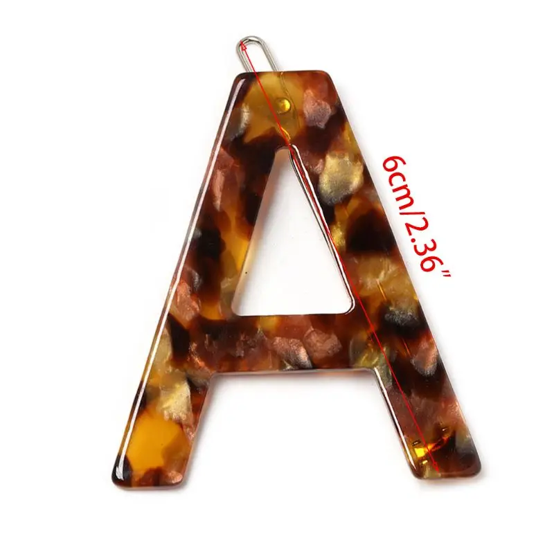 

Minimalist Women Vintage Resin Acetate Hair Clip Leopard Alphabet Capital Letters Hairpins Elegant Side Bangs Styling Barrettes