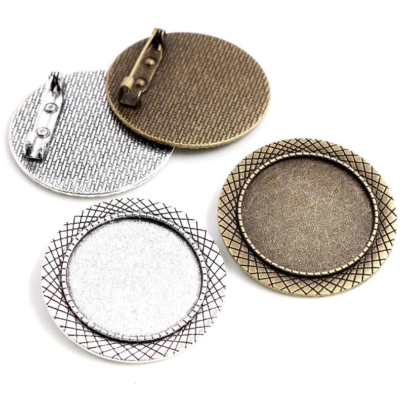 5 шт./лот 30 мм Внутренний размер Античная Посеребренная Цветная брошь булавка