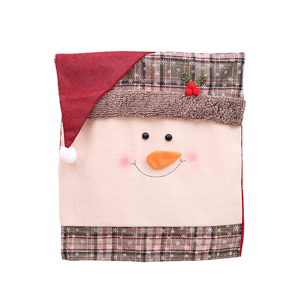 Чехлы на стулья с вышивкой для кухонного стола Санта Клаус снеговик защитный