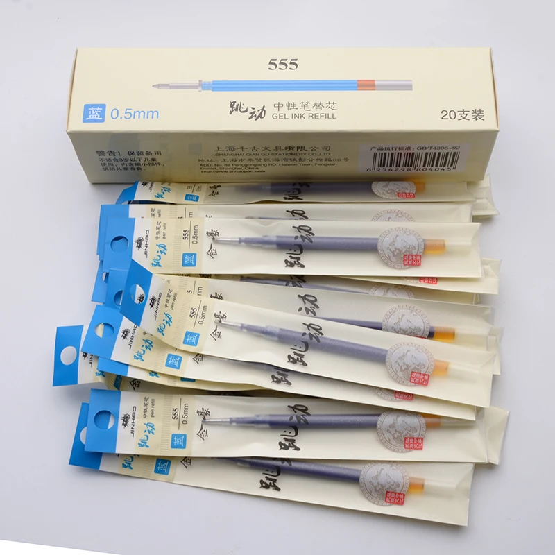 Jinhao 20/упаковка, черные, синие, красные чернила, гелевая заправка, роликовая ручка, чернила, 0,5 мм, ручка для заправки, 0,5 мм, синие, черные, rizheng, набор ручек