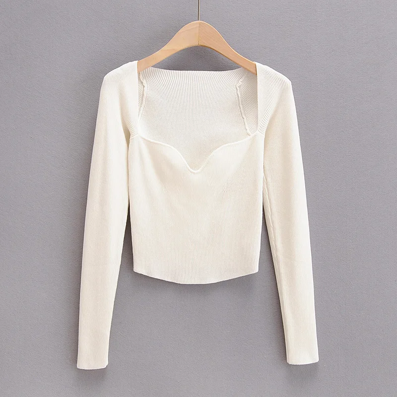 

2021 Korean Version Slim Body Parties Collar Long-sleeved Women Knitwear Tops Sexy Sweatshirt