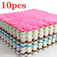 10pscfoldable carpets for living room plush soft climbing cappet rug split joint bath room anti skid rugs pink shaggy area rug