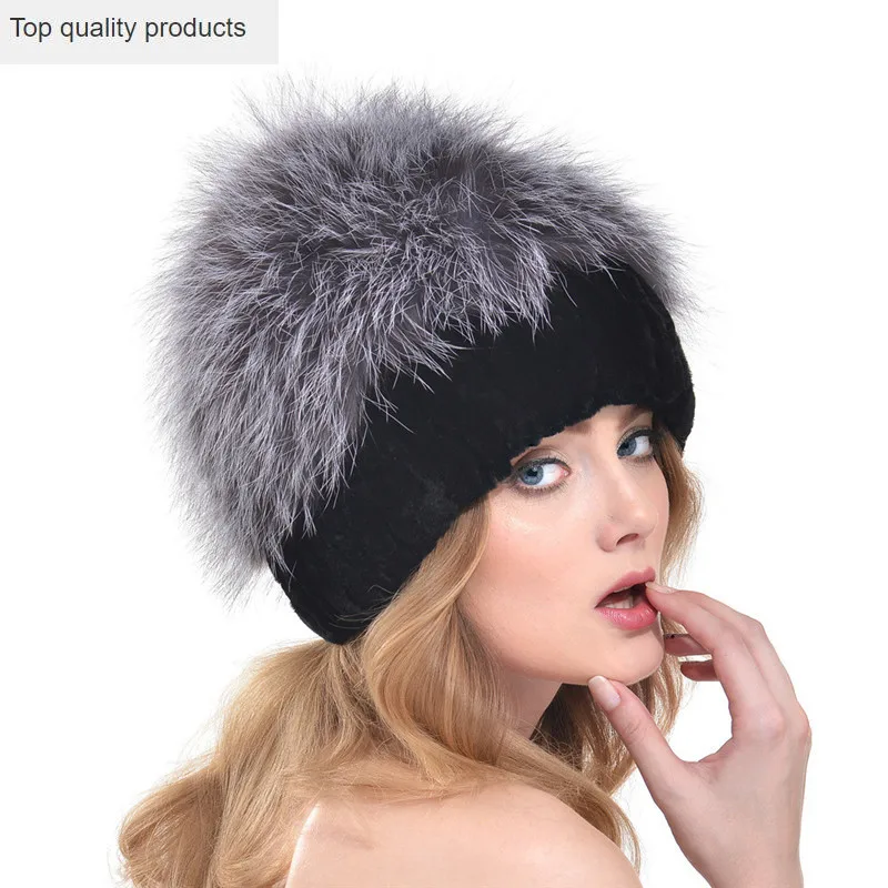 Новая Европейская и американская Женская Модная вязаная меховая шапка с