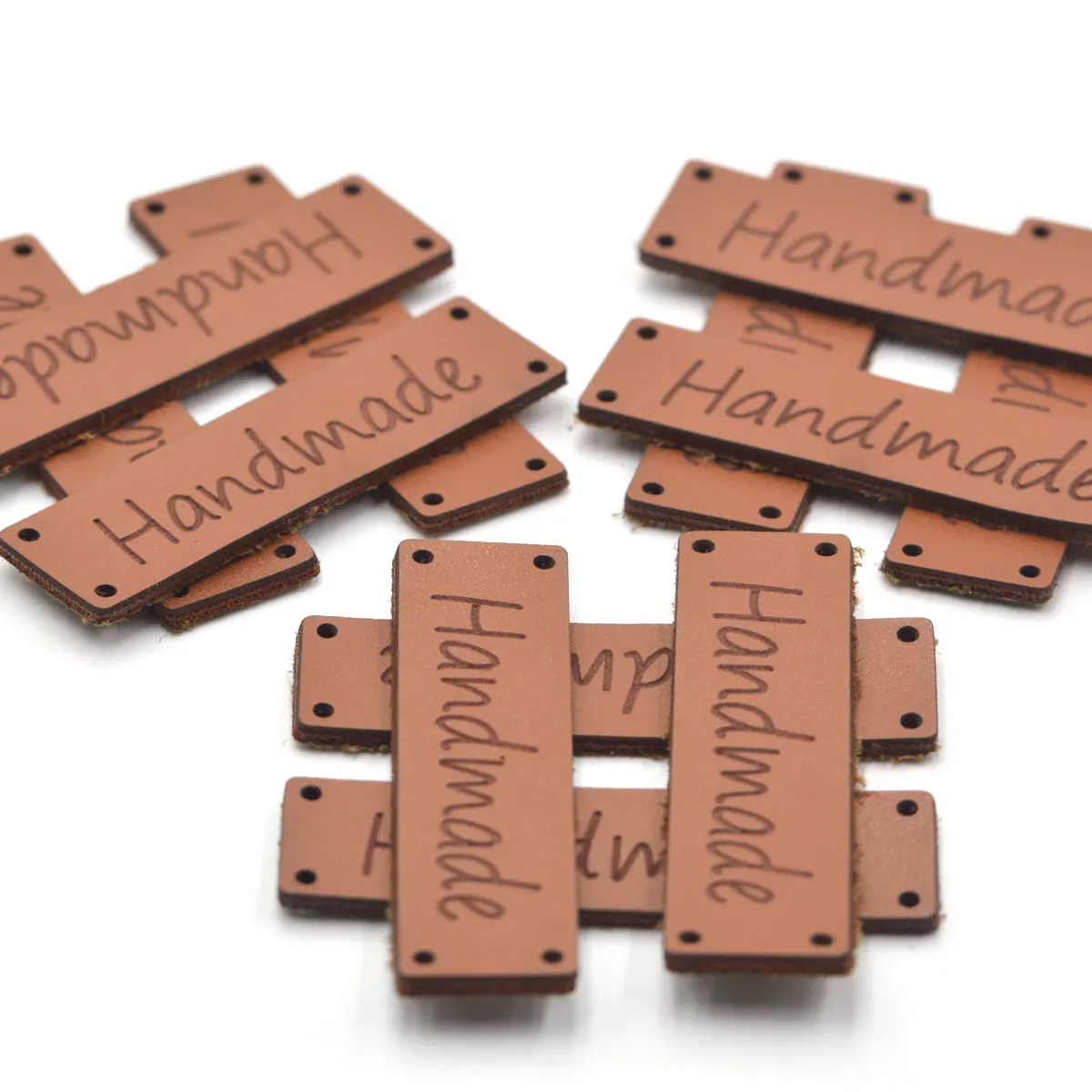 KALASO High Quality 20pcs Handmade Labels Clothes Garment Leather Labels Hand Made Tags Caps Bags Shoes DIY Sewing Supplies
