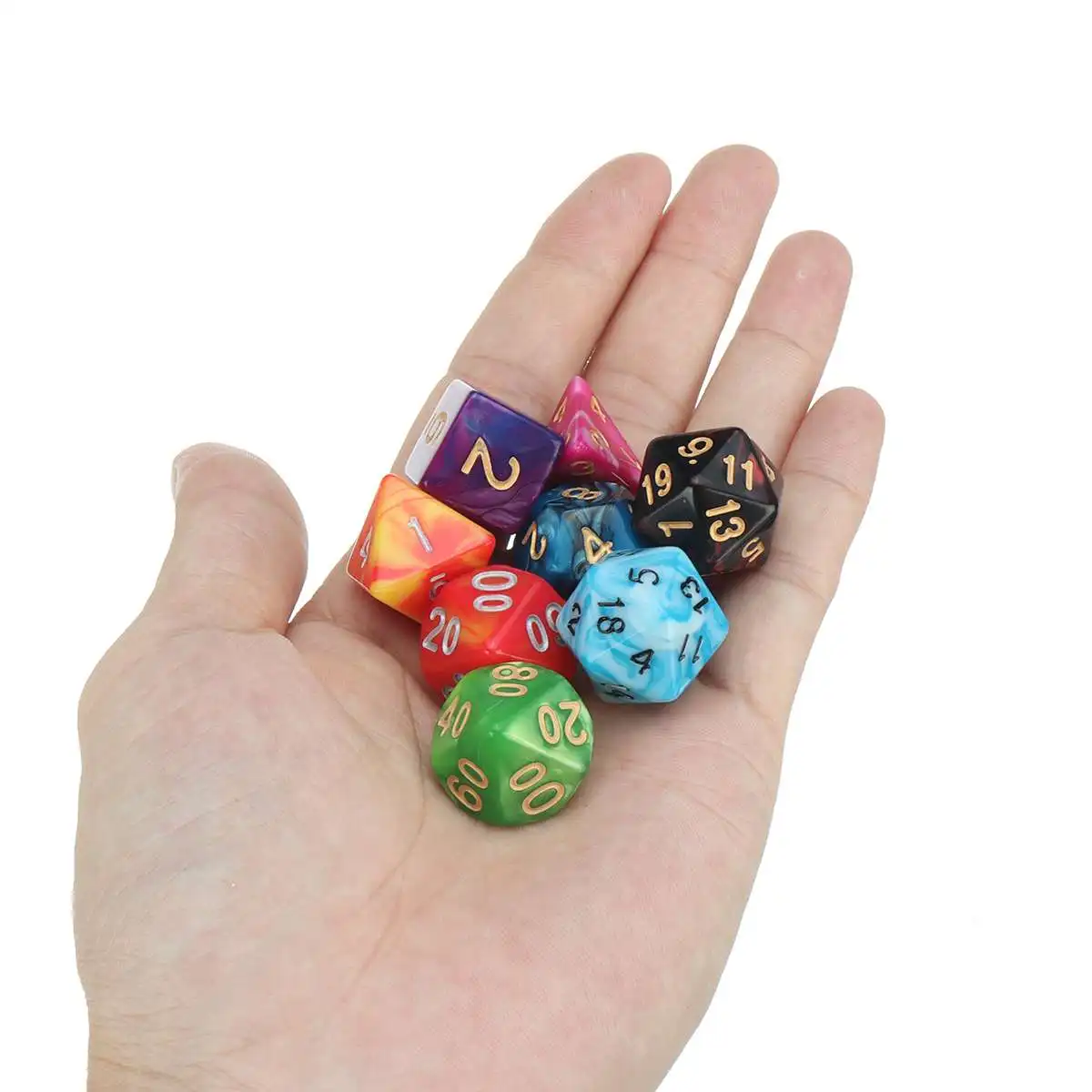 

56Pcs/Set Polyhedral Dices With Black Pouch Bags For Games D20 D12 D10 D8 D6 D4