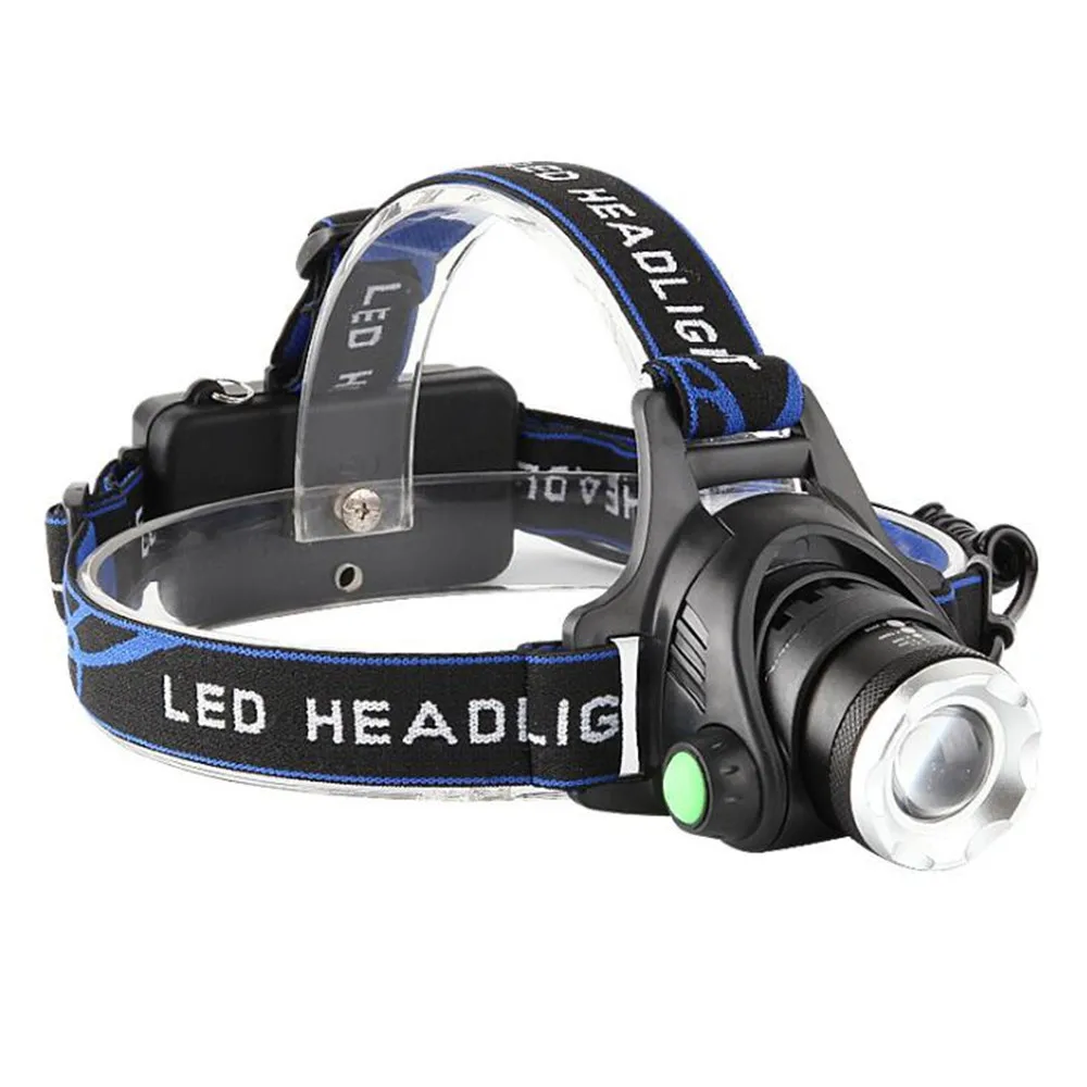 Портативный зуммируемый светодиодный налобный фонарь водонепроницаемый для