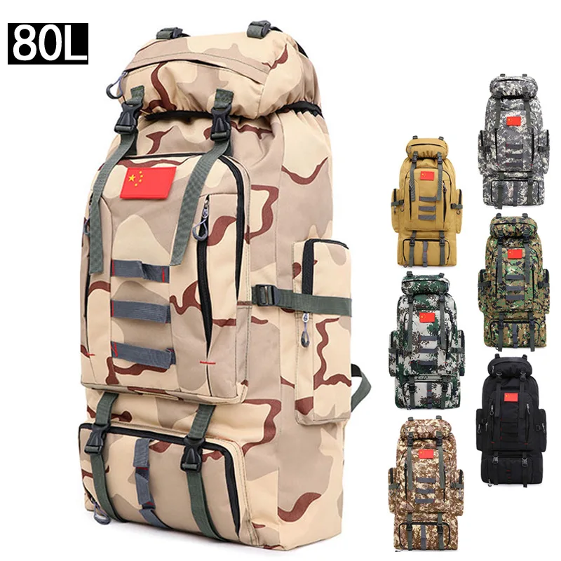 100L Outdoor Climbing Bags Camouflage Military Waterproof Tear-resistant Tactical Backpack Nylon Camping Travel Luggage Rucksack | Спорт и