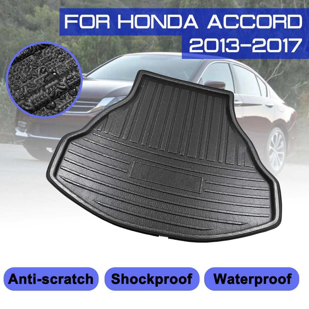 

Для Honda Accord 2013, 2014, 2015, 2016, 2017, коврик для багажника автомобиля, водонепроницаемые напольные коврики, коврик для защиты от грязи, подкладка для ...