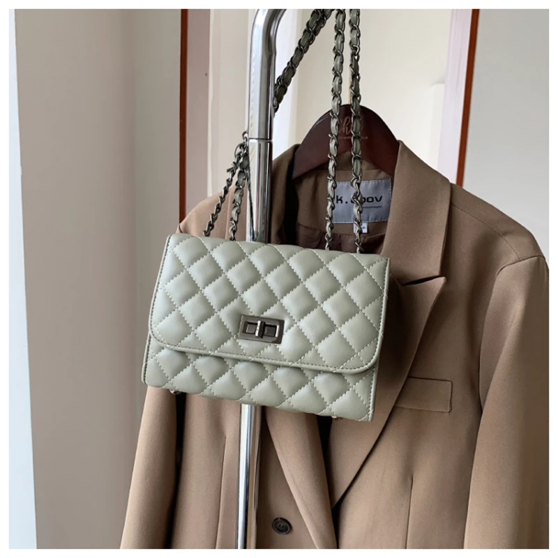 

2021 New Luxury Brand Bag Women Shoulder Bag Chain Handbags PU Leather Crossbody Bag Purse Fashion Small Flap Bag Solid Color