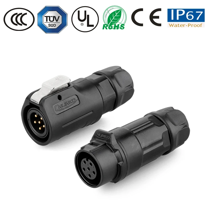 M12 IP67 водонепроницаемый разъем 6 контактный штекер и гнездо Панельное крепление
