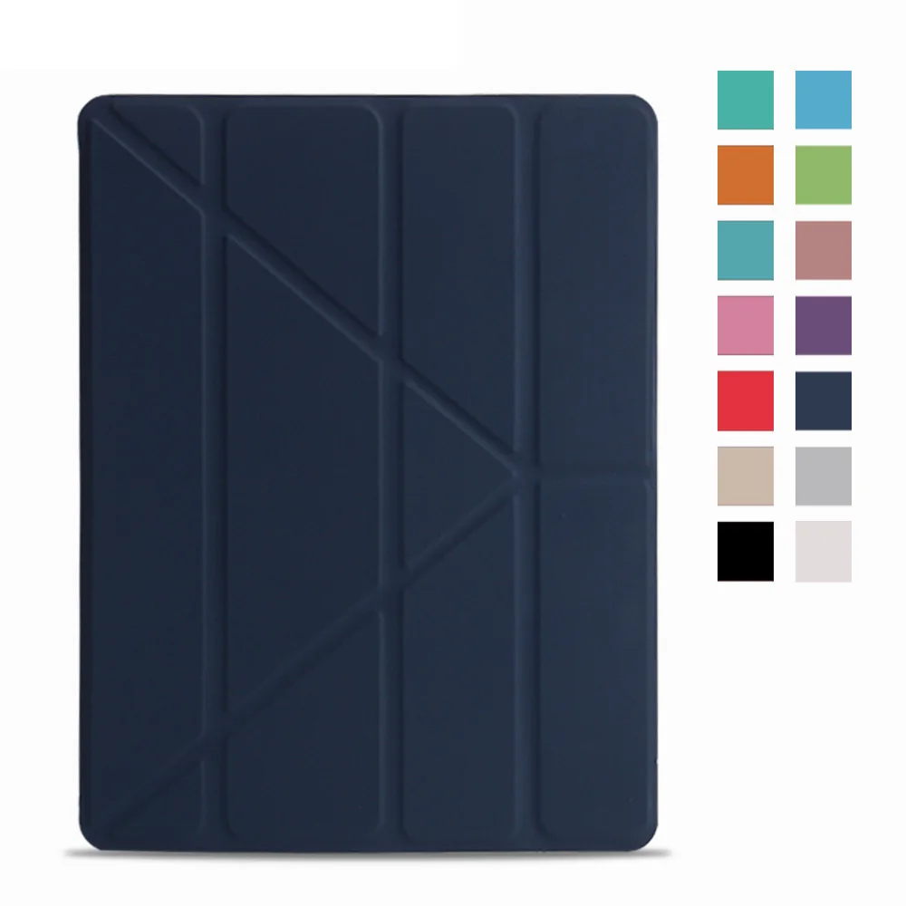 Чехол для iPad Pro 9,7 дюйма Кожаный силиконовый Multi-fold Смарт Обложка для iPad Pro 9,7 чехол A1673 A1674 A1675 Funda - Цвет: Dark Blue