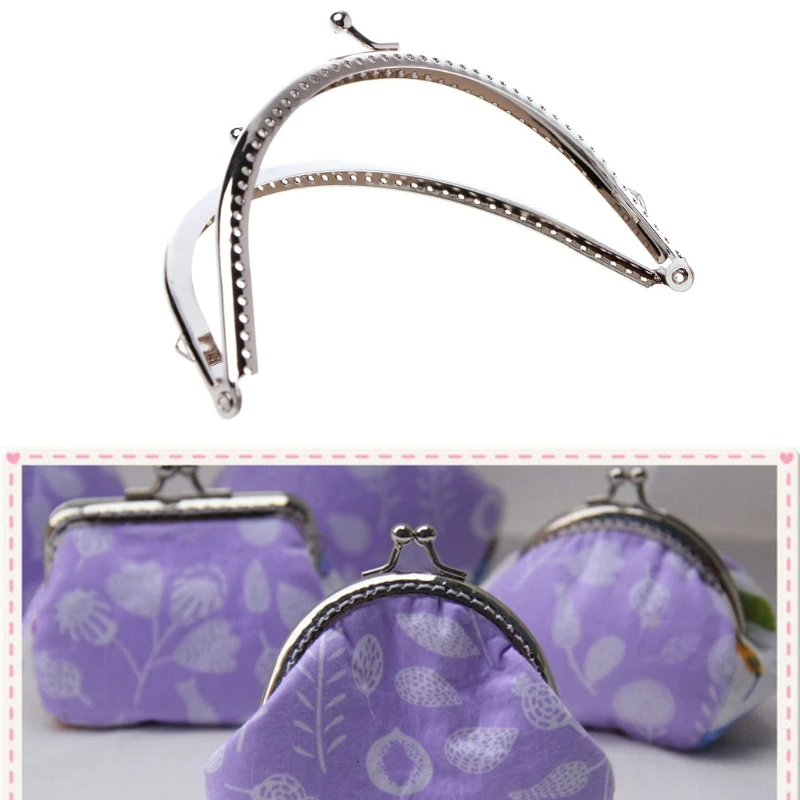 

1PC Metal Frame Kiss Clasp Arch DIY Craft For Purse Bag Silver Tone 15cm