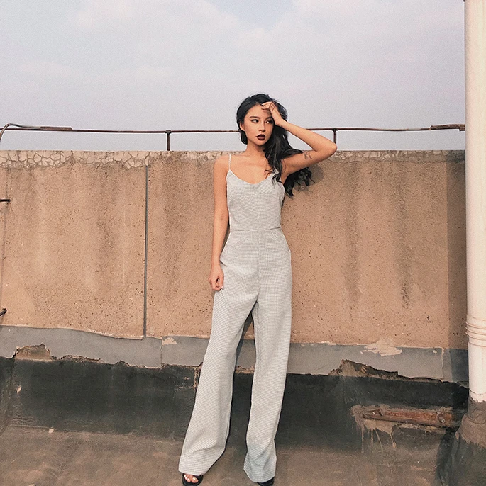 Новинка 2019 модная женская одежда пикантные цельнокроеные широкие брюки без