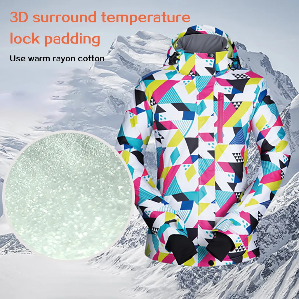 Зимний лыжный костюм Женская куртка ветрозащитная и влагостойкая теплая с