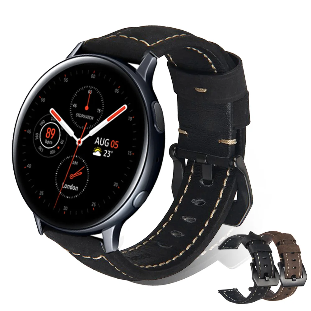 

For Samsung galaxy watch Active 2 40mm 44mm Genuine Leather Band Active2 20mm Watch Strap Replacement Bracelet Belt Watchbands