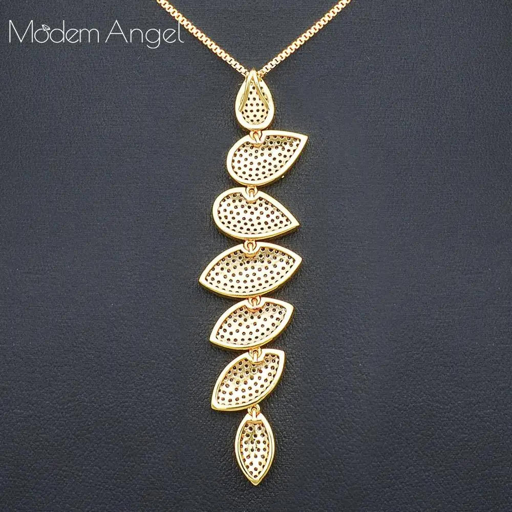 ModemAngel Luxury Geometry Elegant Design Cubic Zirconia Crystal Long Drop Earring Necklace Vintage Jewelry Set for Women | Украшения и