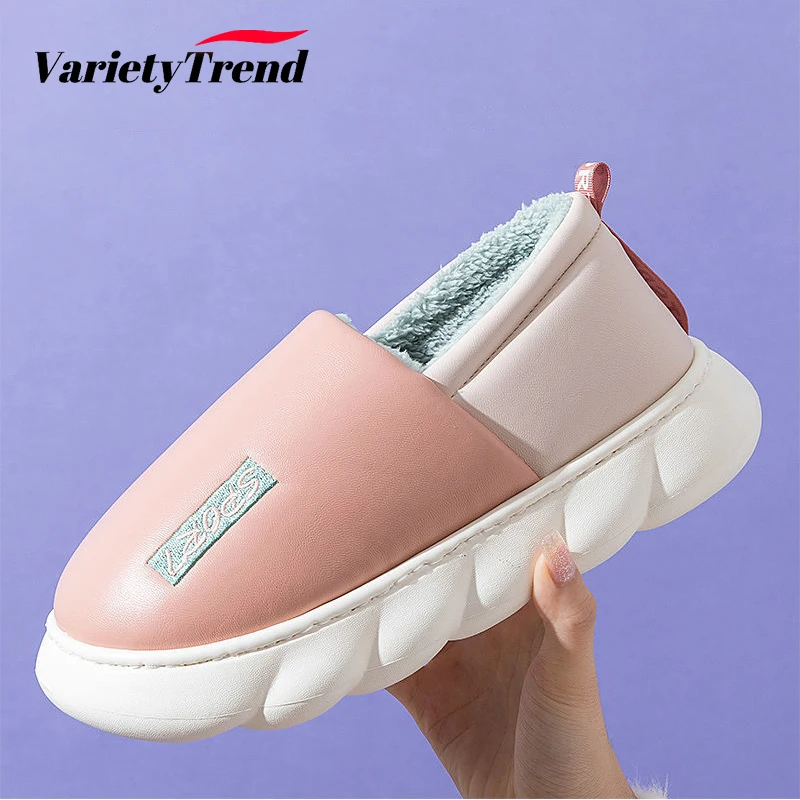 

Women Thick-Soled Plus Velvet Cotton Shoes Waterproof Non-Slip Soft-Soled Slipper Household Warm Cotton Shoes Zapatillas De Casa
