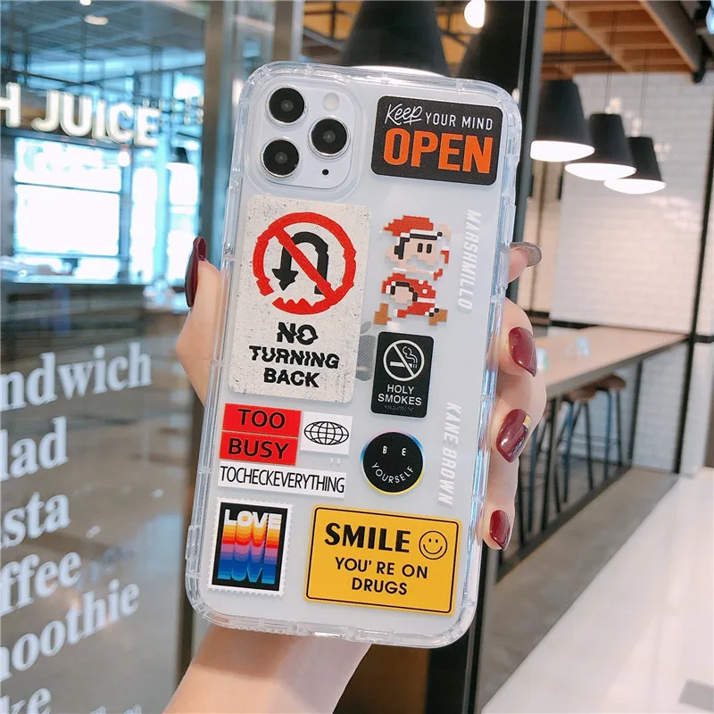 

Luxury Design Stamp Label Barcode Case for Iphone 11 Pro Max 12 Mini XR XS 8 X 7 6 6s Plus SE 2020 Transparent TPU Phone Case