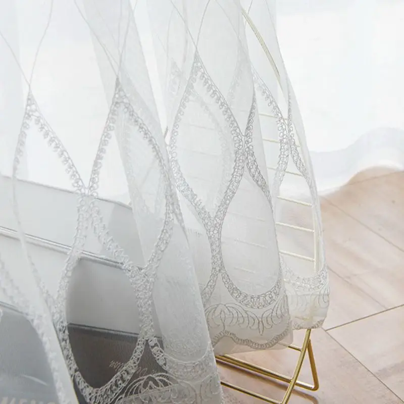Style 2 Tulle Вышивка Белый дизайн рыбные весы узор прозрачные шторы для гостиной вертикальная полоса кухня окна шторы M145-50 - Цвет: Style 2 Tulle