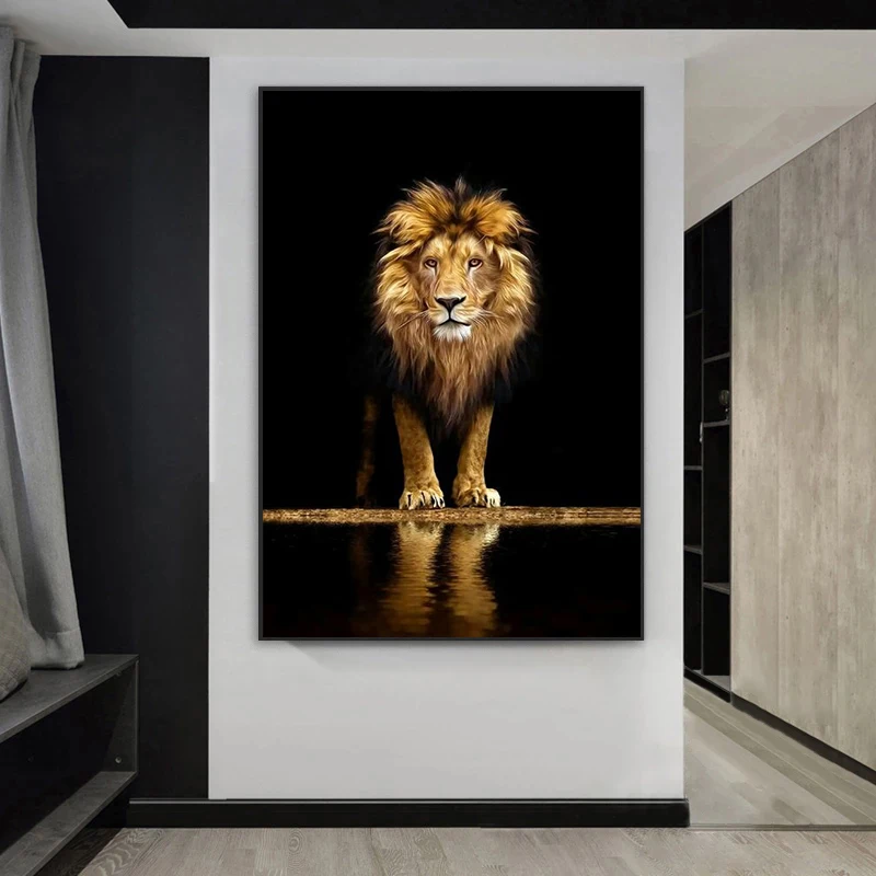 

Lion in the Dark Canvas Art Posters And Prints Animals Wall Art Decorative Pictures African Lion Canvas Painting Home Wall Decor