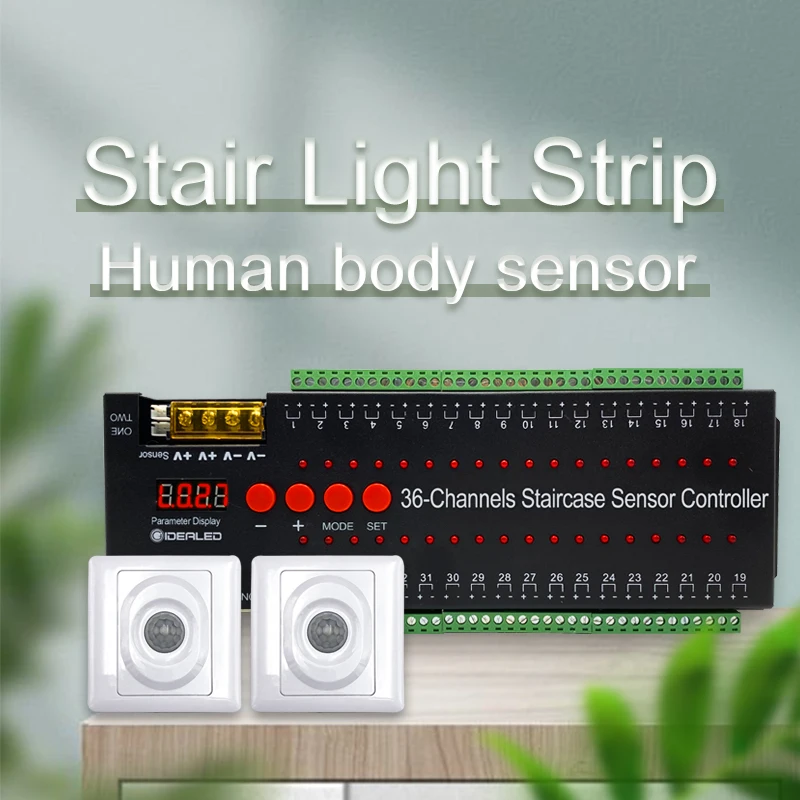 LED Stair Light Strip Human Motion Sensor Dimming Light Wireless Indoor 12V Flexible LED Strip Step Staircase Lamp Running