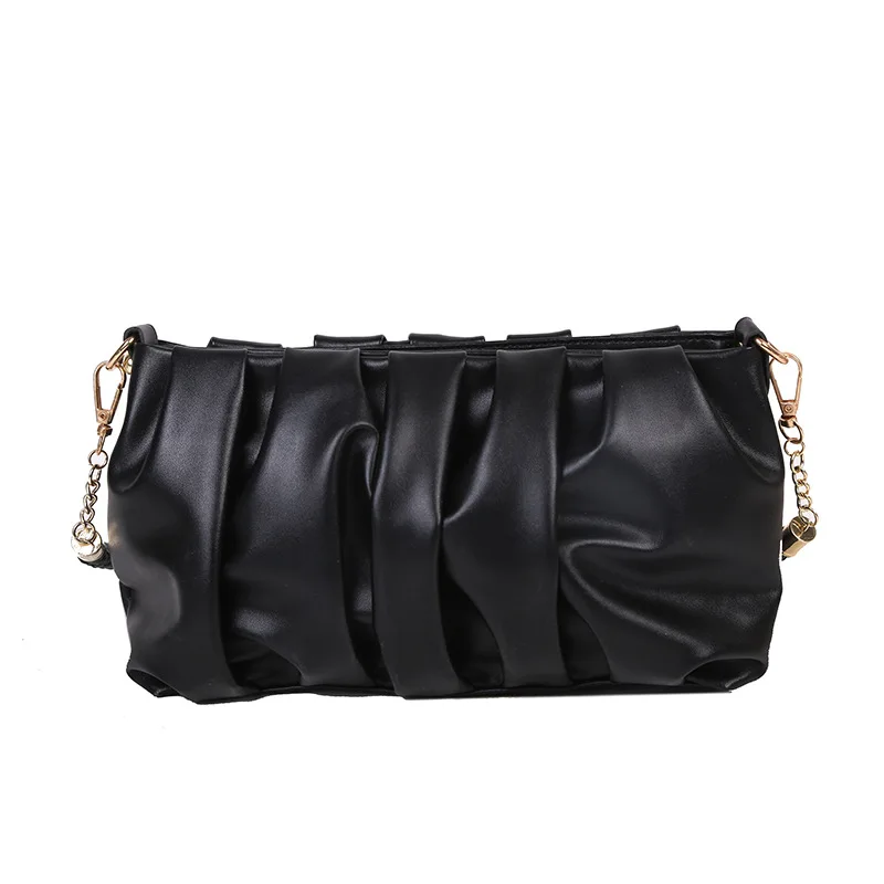 

Fashion Pleated Zipper Bags for Women Casual PU Leather Handbag Ladies Solid Color Shoulder Bag Lady Messenger Bag
