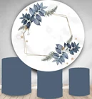 Круглый фон с изображением мрамора и листьев