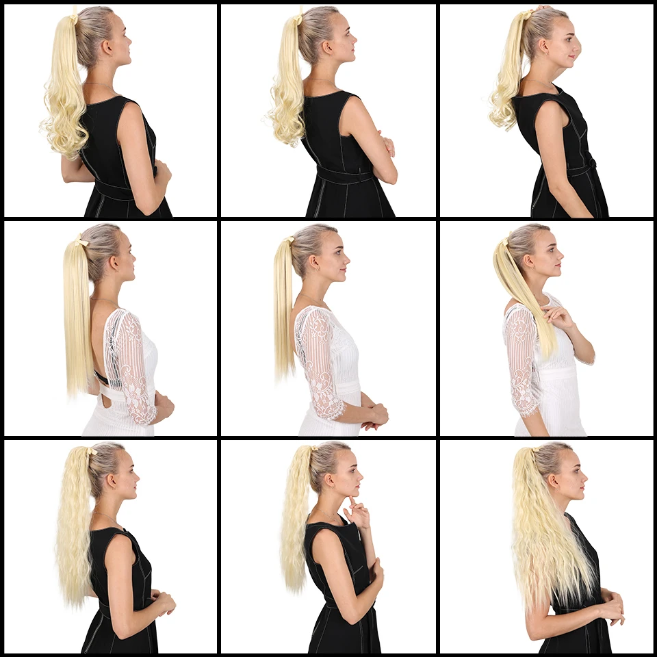

SHANGKE Synthetic Long Wave Clip in Ponytail Hair Extension Wig Wrap Around Kinky Curly Fake Pony Tail For Women