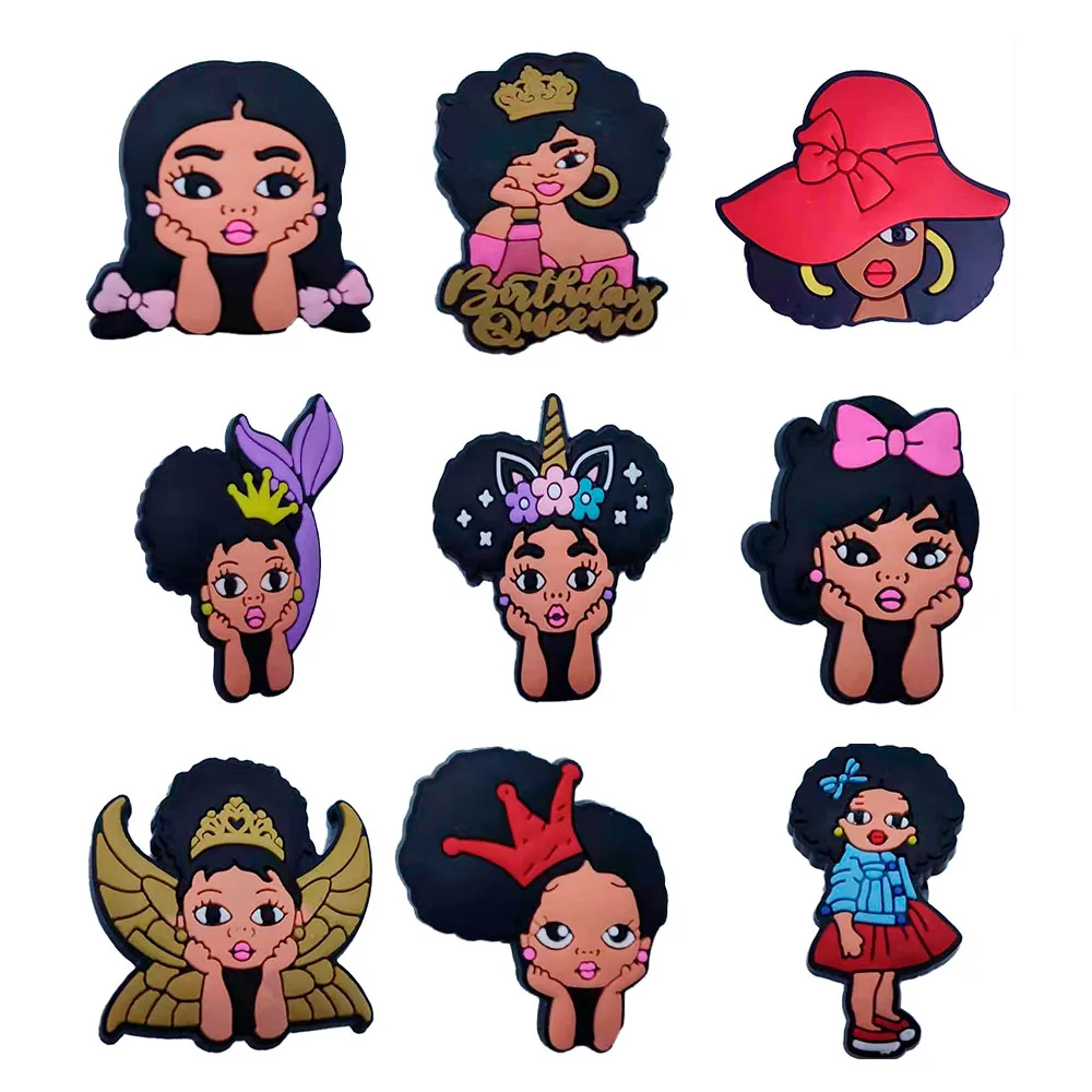 

9PCS PVC Cute Cartoon Fridge Magnets Black Lives Matter Flower Bow Crown Queen Mermaid Horn Refrigerator Magnetic Sticker DIY