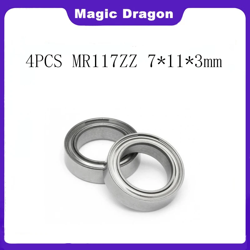 

4PCS MR117ZZ MR117Z MR117 ZZ 7*11*3 mm 7x11x3 mm MiniatureThin Wall High quality ABEC-5 Deep Groove Ball Bearing