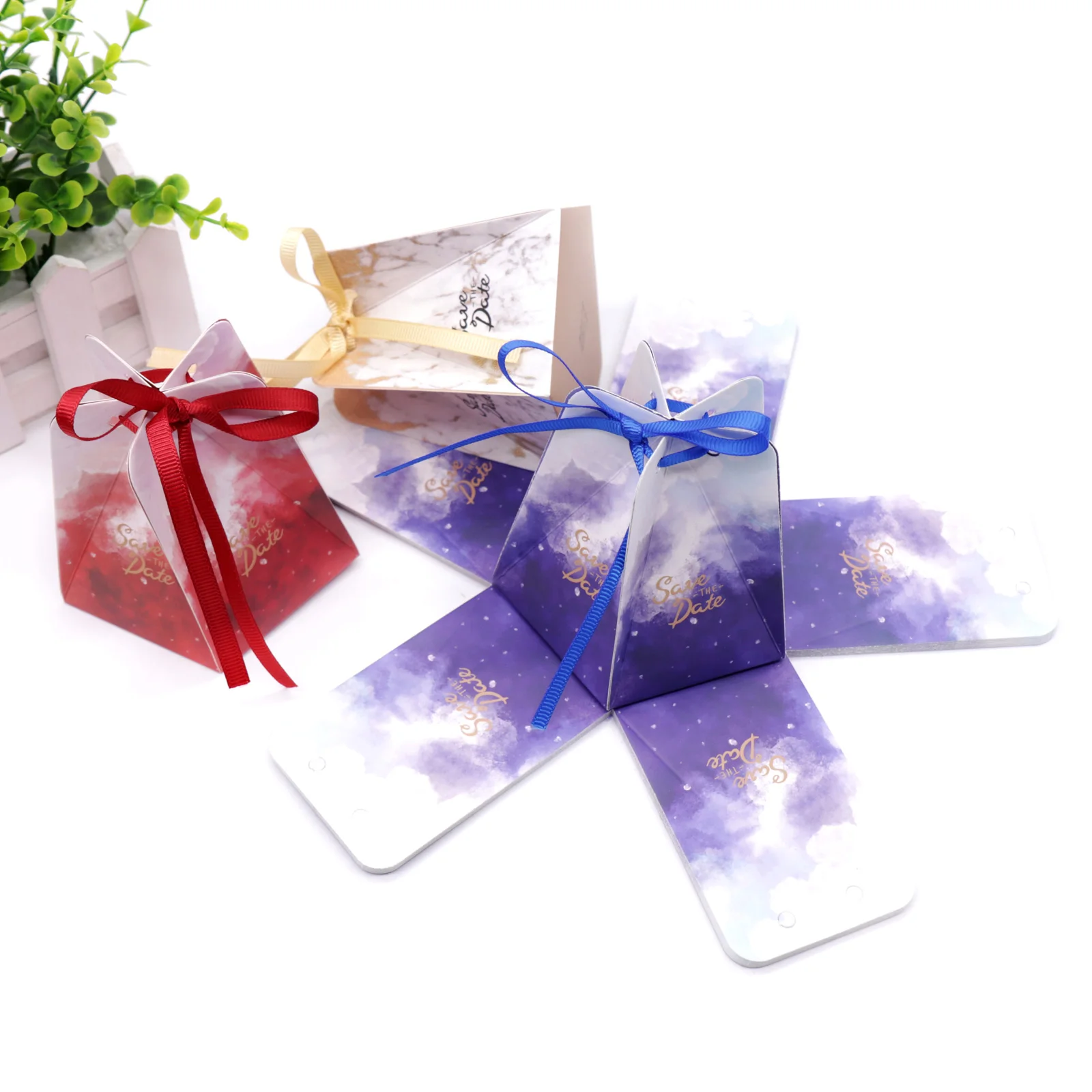 10pcs European Paper Pentagonal Shape Candy Box with Ribbon Gift For Birthday Bridal Shower Wedding Event Party Supply | Дом и сад