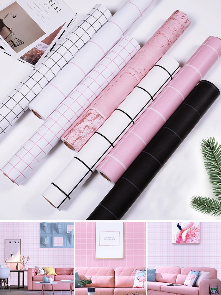 

Wall roll self-adhesive bedroom girl waterproof warm pink wallpaper dormitory wall stickers decorative desktop cabinet furniture
