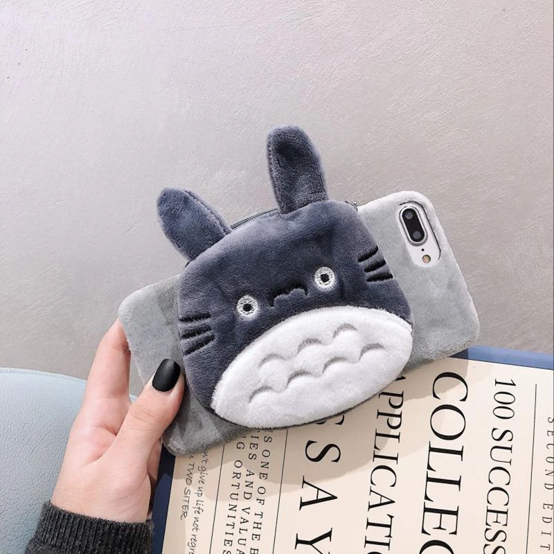Ainike 3D милый мультяшный кошелек для монет и карт теплый мягкий пушистый чехол для телефона для iPhone 6S Plus 7Plus 8P XR XS 11Pro Max - Цвет: Pattern 2