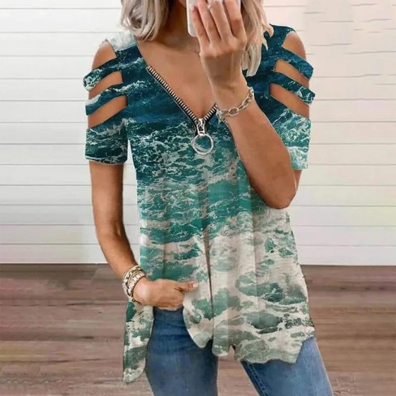 

Fashion Chic Hollow Out Long Sleeve Tops Lady Elegant Zip V-neck Solid Blouses Shirts 2021 Spring Casual Women Blusas Shirt