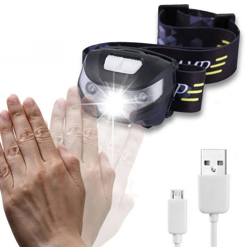 

160 Lumen 1200Mah USB Rechargeab LED Headlamp Head Light 3W Induction Lamp Fishing Bright High Power Lantern for Camping