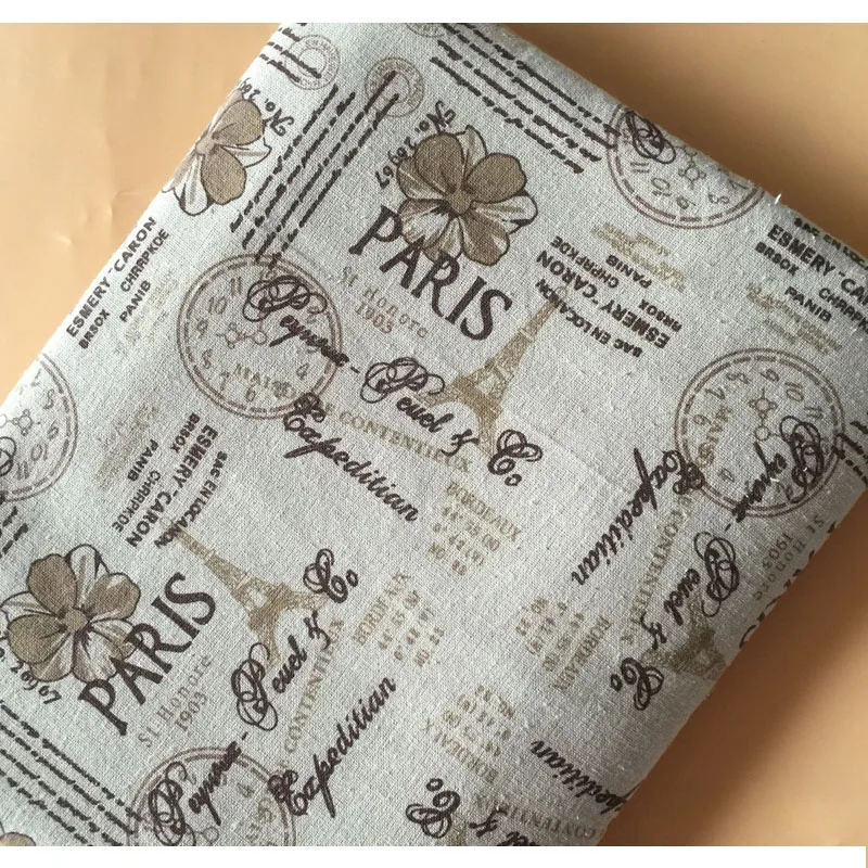 Ткань из хлопка и льна с принтом Париж в стиле ретро | Дом сад
