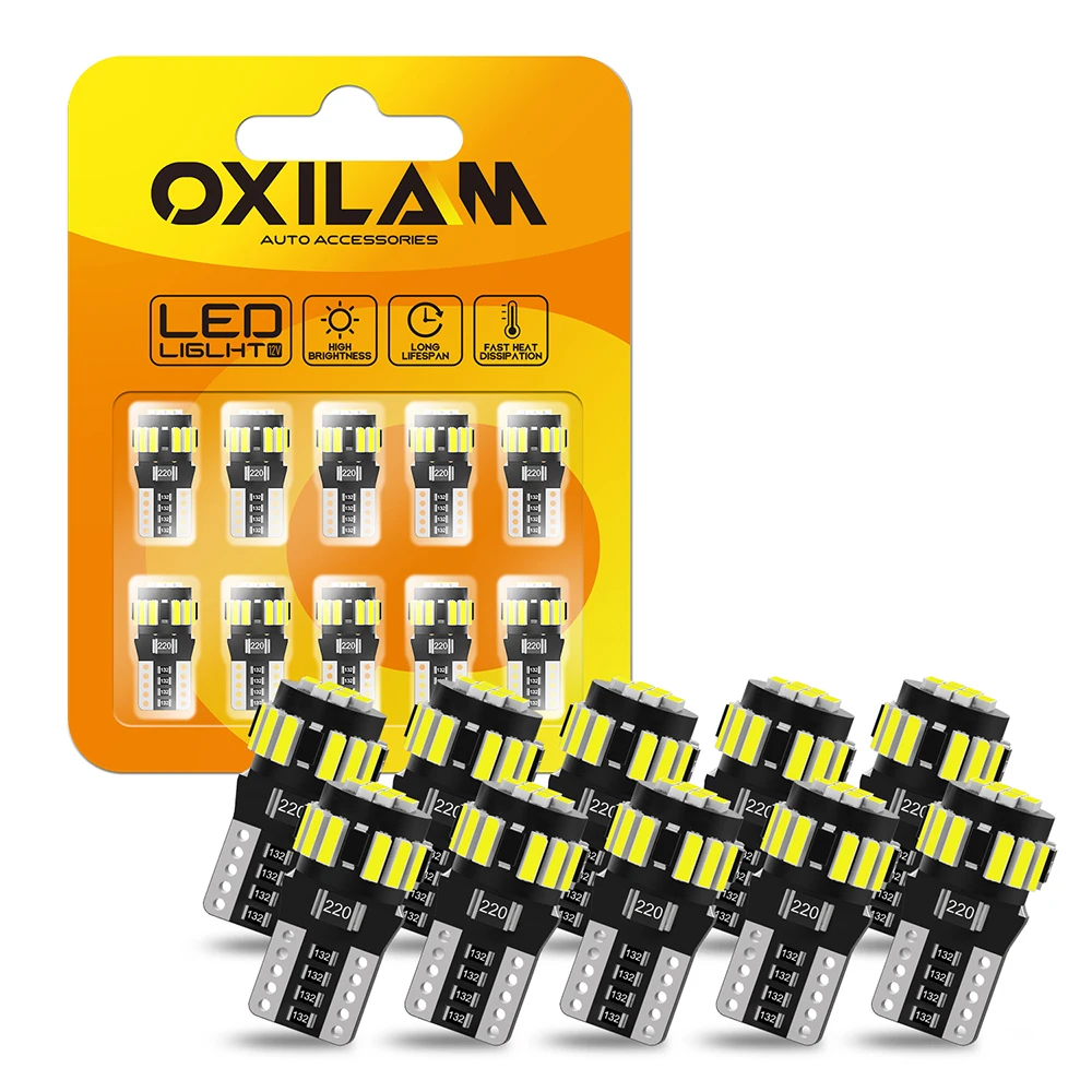 

10Pcs T10 Car LED Bulb W5W LED Canbus 194 168 2825 Interior Lamp for Audi BMW VW Mercedes Toyota Reading Parking Lights No Error
